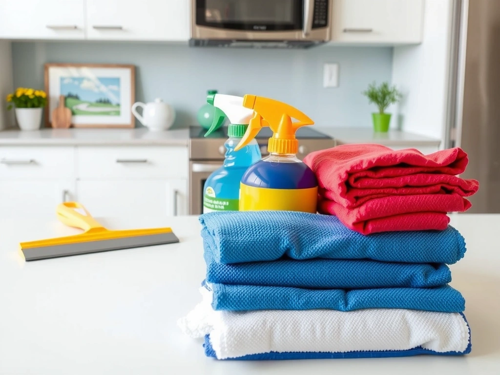 Herramientas de limpieza organizadas meticulosamente